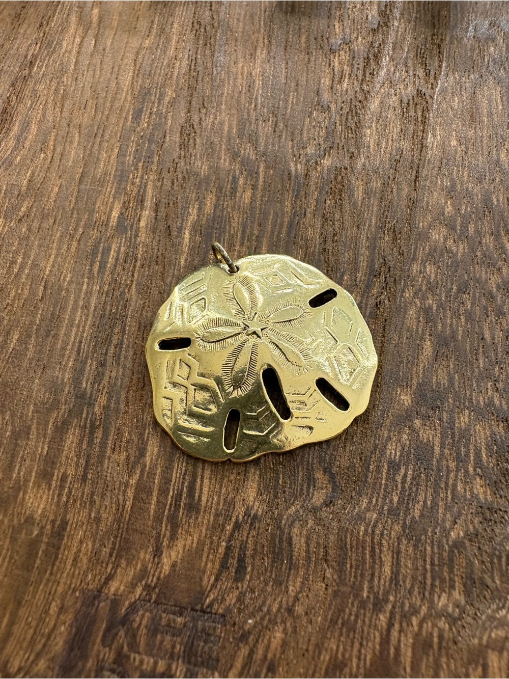 Gold Tone Sand Dollar Pendant Necklace Charm